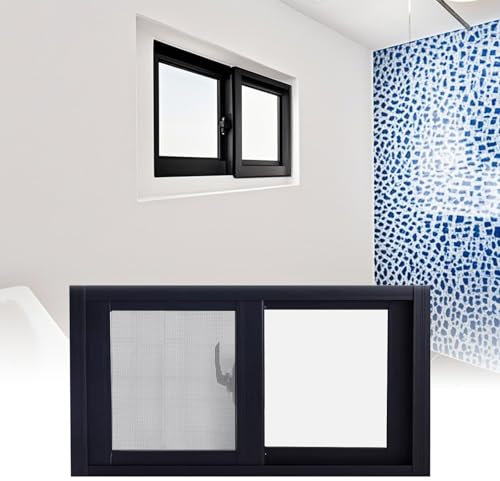 Cxllisionary Kellerfenster Schwarzes Aluminium Schiebefenster für Schuppen Keller Dachzelt Badezimmer Garage Notausstieg Individuelle Größen(WxH 40x90cm)