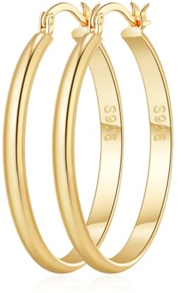 RANKEEF 3 mm de large Boucles d'oreilles femme or,hypoallergéniques, véritable 14 carats créoles grandes créoles en or Légères, pour Bijoux Cadeaux