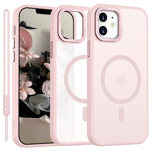 YUANDMI Custodia per iPhone 12 Mini, compatibile con MagSafe, custodia per iPhone 12/13 Mini, magnetica, opaca, leggera, sottile, antiscivolo, antigraffio, colore: rosa