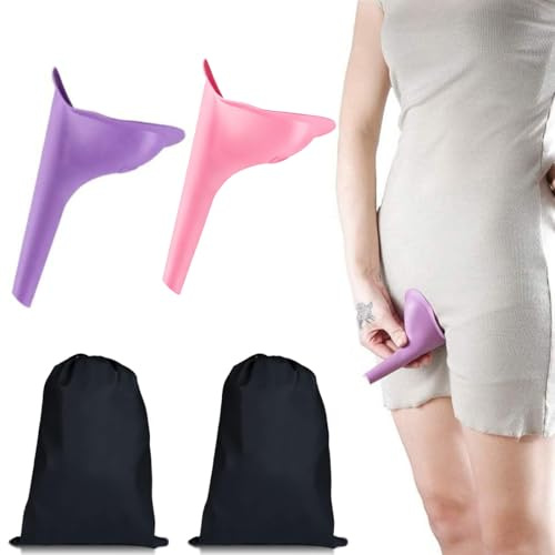 2pcs Urinoir Féminin, Urinoir Réutilisable à Entonnoir en Silicone, Pipi Debout Portable pour Femme, pisse debout femme, Toilettes pour Camping, Randonnée, Vacances