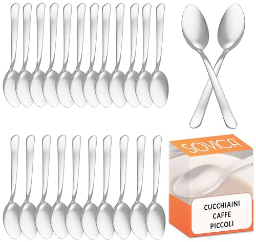 Cuillere a cafe en acier inoxydable 11 cm – Résistantes et élégantes pour remuer espresso et desserts – Idéales pour amateurs de café, familles et restaurants (24 pieces)