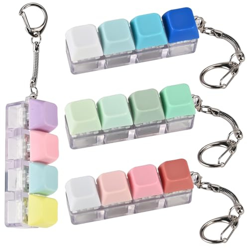 GOLDGE 4 Piezas Teclado Antiestres, Teclado Clicker Fidget Toy, Juguetes Antiestres Adultos, Teclas Antiestrés para Aliviar el EstréS Pass Tiempo, Regalos Originales para Mujer/Hombre (Desmontable)