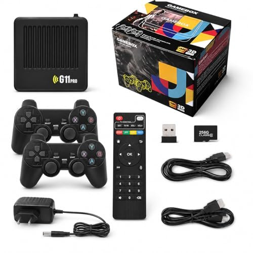 Boîte de Jeu G11 Pro avec 100000 Jeux, Console de Jeu Vidéo Plug and Play avec 2 Contrôleurs Sans Fil, Stockage 256 Go