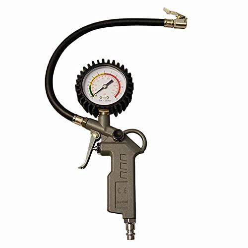 Güde Reifenfüller (Manometer, 0 - 12 bar Anzeigebereich, 12 bar max. Arbeitsdruck, 1/4  Anschlussgewinde, Luftablassventil, Michelin-Metall-Ventilstecker, montierter Stecknippel, Autoventil geeignet)