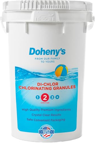 Doheny's Di-Chlor Granular Chlorine | Pro-Grade 3-in-1 Pool Sanitizer, Shock & Algaecide | Fast-Dissolving, Calcium-Free, No Residue | 99.5% Sodium Dichlor with 56% Stabilized Chlorine | 50lb Bucket