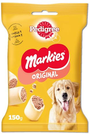 Pedigree Hundesnacks Markies Original Hundeleckerli mit Knochenmark 150g, Schalen der Güte, Leckerlis für Hunde von Tierärzten entwickelt