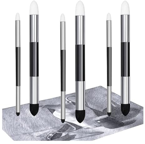Knadgbft 6er-Pack Blending Stumps, Waschbare Friktionsschwammpinsel mit Enden, Skizzenwischtücher, Wiederverwendbar zum Mischen für Studentische Künstler