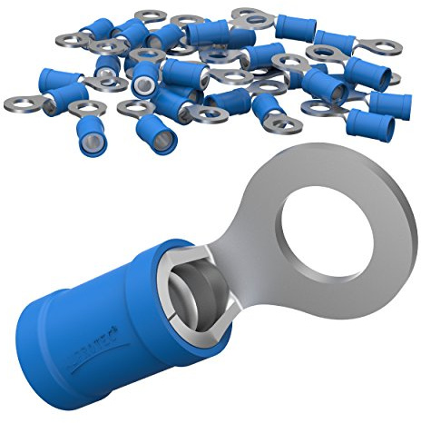 AUPROTEC 25x Ringkabelschuhe 1,5-2,5 mm² blau Loch-Ø M8 Teillisoliert PVC RV Kabel-Verbinder aus Kupfer verzinnt
