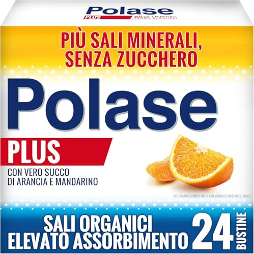 Polase Plus Magnesio e Potassio, Integratore Sali Minerali, 24 Bustine | Gusto Arancia e Mandarino
