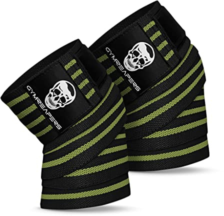 Gymreapers Kniebandagen (Paar) mit Riemen für Kniebeugen, Gewichtheben, Powerlifting, Beinpresse und Cross-Training – flexible 72-Zoll-Kniebandagen für Kniebeugen