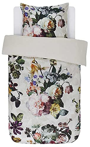 ESSENZA Bettwäsche Fleur Ecru, 135x200 cm + 1x 80x80 cm - 100% Baumwollsatin 205TC - Blumen