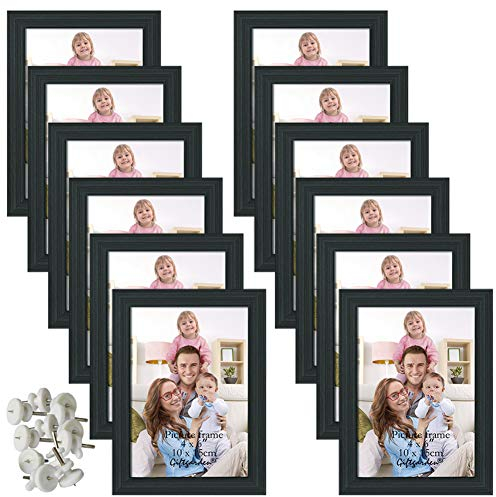 Giftgarden 12 Stück Bilderrahmen Set 10x15 cm für 15x10 Fotos und Bilder, Schwarz Fotorahmen Collage, Wand- oder Tischaufsteller - Geschenk Freund