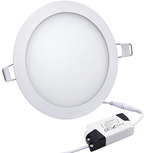 Long Life Lamp Company 18w Round LED Ceiling Light Recessed Flat Panel 4000k Cool White 225 x 225mm Includes Transformer