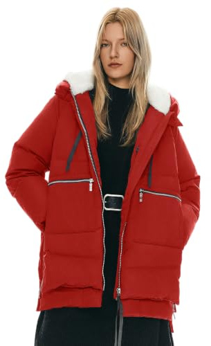 OROLAY Donna Piumino Ispessito Giacca Cappotto Invernale con Cappuccio Piumino Medio Puffer