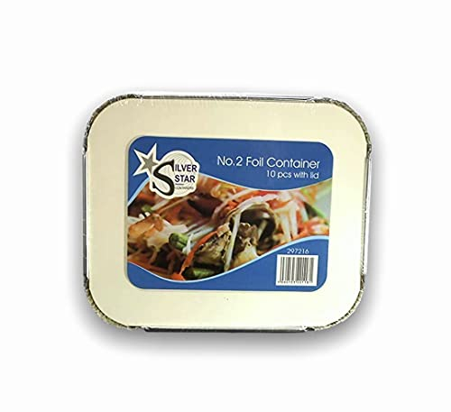 G&S PACKING UK LTD Silver Foil Food Trays Dishes Containers & Lids for Food, Catering, Parties, and Events, 120 x 145 x 49mm (Pack of 50)