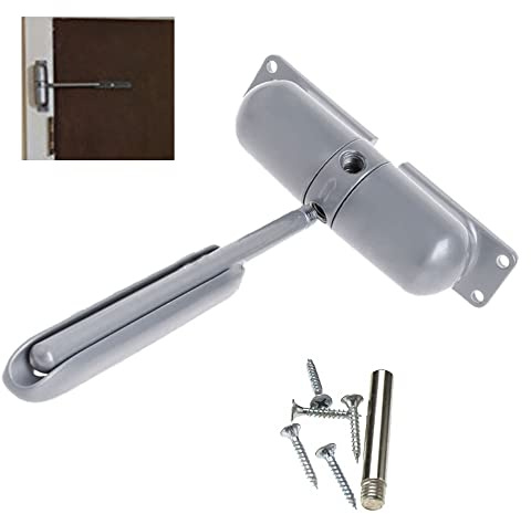 Powertool Feder-Türschließer, automatischer Türschließer, leise, automatische Schließung, Oberflächenmontage, feuerfest, Türschließer, verstellbar, gefedert (grau)