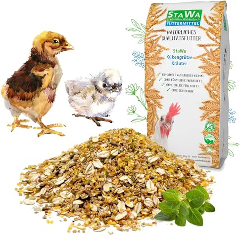 StaWa Kükengrütze Kräuter, Alleinfutter für Hühnerküken, Kükenaufzuchtfutter, Kükenfutter ab dem 1. Tag, fein gegrützt, 25 kg
