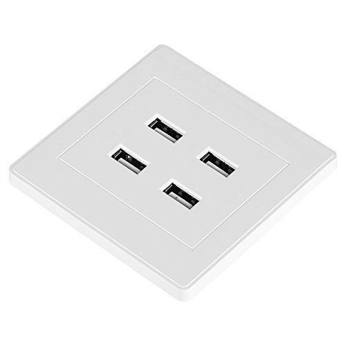 Cikonielf DC 5V Steckdosenladegerät 4 USB-Anschlüsse Wandsteckdose Ladegerät Steckdose Home Office Verwendung (110~250V)