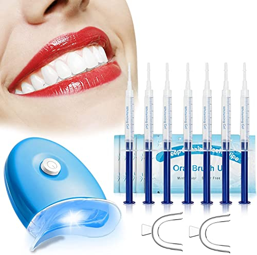 Kit de Blanqueamiento Dental Gel Blanqueador Profesional, Para Manchas de Humo, Dientes Negros, Amarillos-10x3ML Gel, 1x Luz LED, 2x Bandeja Dental