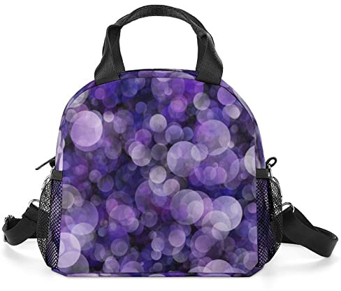 LafalPer Borsa Termica Porta Pranzo Donna Pranzo al Sacco per Bambini Borsa Alimenti Lunchbox per Scuola Ufficio Punto luminoso viola