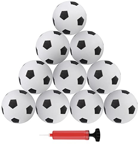 AIEX Mini-Fußball aus Gummi, aufblasbar, 10,2 cm, mit Inflator, Mini-Fußball-Spielzeug für Kinder, zum Spielen und Trainieren, 10,2 cm, Schwarz und Weiß, 10 Stück