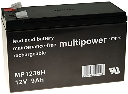 Powery Batería de Plomo MP1236H para SAI APC Back-UPS RS 500 9Ah 12V (Reemplaza También 7,2Ah/7Ah)