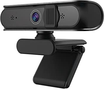 HSQMA Webcam 4K，Mise Au Point Automatique avec Microphones Antibruit，Correction Automatique De La Lumière,Couverture De Confidentialité，Compatible avec Zoom, Skype, Teams, Webex