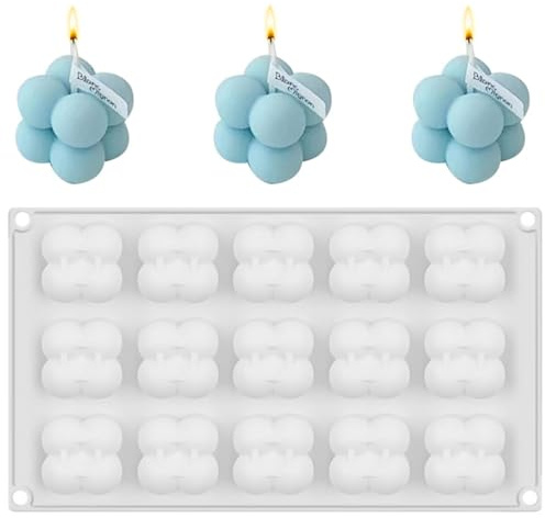 Kerzenform Silikon, Kerzen Silikonform,3D DIY Silikon Kerzenwachs Formen,Seife Form 3D zum Gießen,Kerzengiessformen Silikonform Weihnachten,DIY Backwerkzeuge für Handgemachte,Seife (15 Löcher)