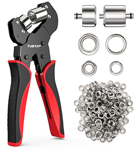 TUBTAP Set di pinze per occhielli professionali con 500 occhielli (diametro 10 mm) per tessuti, teloni e tende da sole