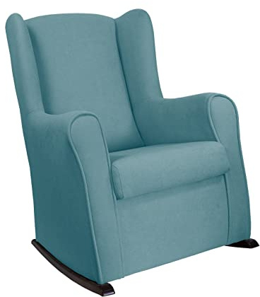 MUEBLIX.COM | Mecedora Oporto | Sillón de Lactancia | Mecedoras de Salón Modernas | Butaca de Lactancia | Tela Antimanchas | Mecedora para Dormitorio o Salon | Color Azul
