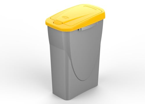 eacommerce - Poubelle pour tri sélectif modulaire en plastique | Système d'accrochage facilité | Idéal pour la maison et le jardin | Jaune 40 litres