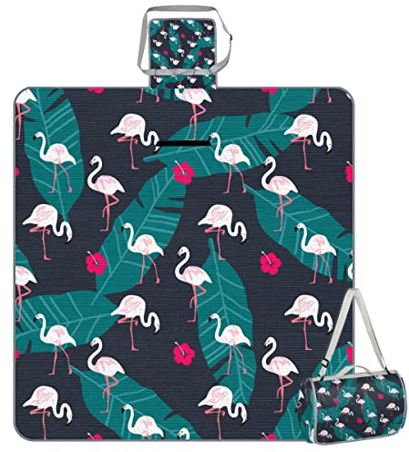 Tropisches Flamingo-Muster, Picknickdecke, Flamingo, quadratisch, wasserdicht, faltbar, für drinnen und draußen, für Strand, Camping, Park, Familientreffen, Aktivitäten