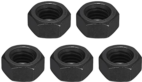 sourcing map 7/16-14 Hex Nuts, Carbon Steel Grade 8.8 Black Oxide Hexagon Nut for Screw Bolt, 5 of Pack