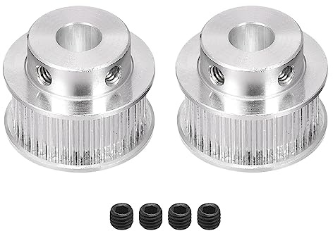 Rebower 2Stk Zahnriemenscheibe Aluminium Synchrone Räder 40 Zähne Silberton | Mit Schraube, Für 3D Drucker 10mm Breite Gürtel CNC Maschinen, 8mm Bohrung