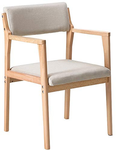 SAFWEL Sessel Esszimmerstühle Arbeitsstuhl aus massivem Holz Stoffkissen lüften Abnehmbarer Stoffbezug Retro Lounge Stühle Lagergewicht 150kg 49x50x81cm (Color : Beige)