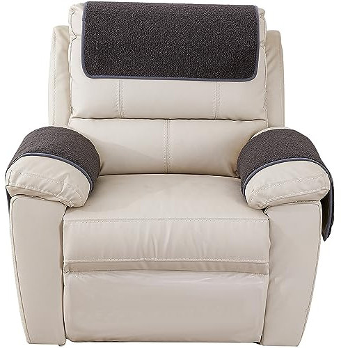 NNSMUN Armlehnenschoner,Gesteppte Kopfstütze Abdeckung Armlehnenschoner mit Seitentasche rutschfest Armlehnenschoner für Stuhl Sofa Liege Sessel Weiche Mit Taschen (Dunkelgrau,5pcs (with Pocket))