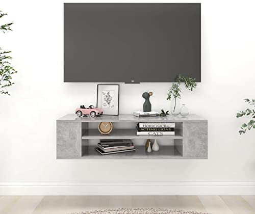 Homgoday Hängande TV-skåp Cementgrå 100 x 30 x 26,5 cm Spånskiva, TV-skåp, TV-skåp, lågt TV-skåp vardagsrumsbord TV-ställ för vardagsrum