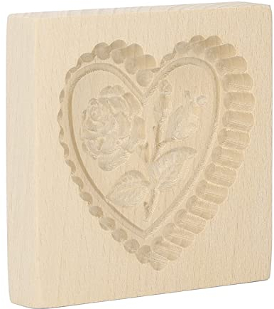 Molde De Madera Para Galletas, Sello De Galletas Personalizado, Molde De Prensa De Galletas Tallado Lavable Reutilizable De Fácil Liberación Para Hornear En La Cocina Casera(Amor corazón y rosa)