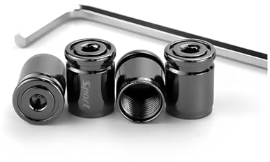 JNNJ 4 Pièces Capuchon de Valve Auto, Bouchons de Valve Antivol, Bouchons Valve Bouchon Pneu Voiture avec Clé, Universel Rechange pour Voitures, VUS, Camions, Motos, Pratique Durable(Noir)
