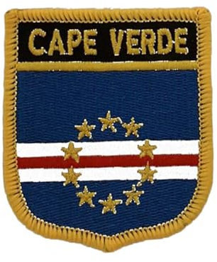 Ysmzzmsy 1 PCS Peltate（2.8x2.4inch） Cape Verde Flag Patches Iron On or Sew On Embroidered Tactical Military National Cape Verde Patch