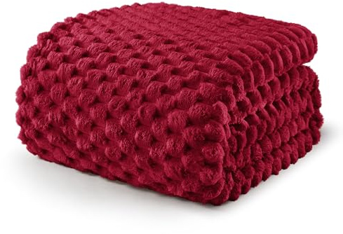 Exclusivo Mezcla Kuscheldecke Flauschig 150 x 200 cm Fleecedecke Weinrot | Decke, Sofadecke, Tagesdecke, Wohndecke, Jacquard-Überwurfdecke, für Bett und Sofa, Leicht, Weich, Warm, Maschinenwaschbar