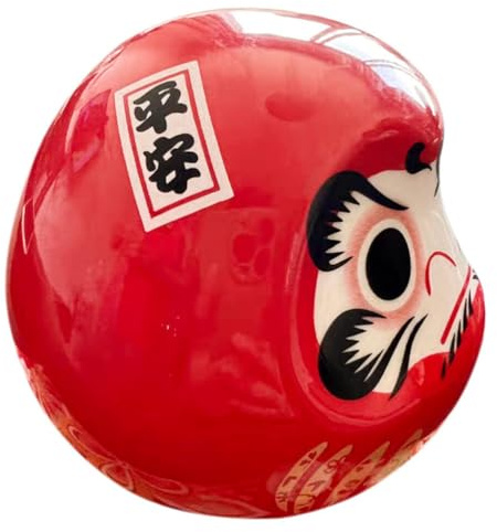 Ciieeo Japanische -Puppe Zen-Statue -Figur Wackelpuppe Aus Keramik Bodhidharma Japanische Dekorationen Rot