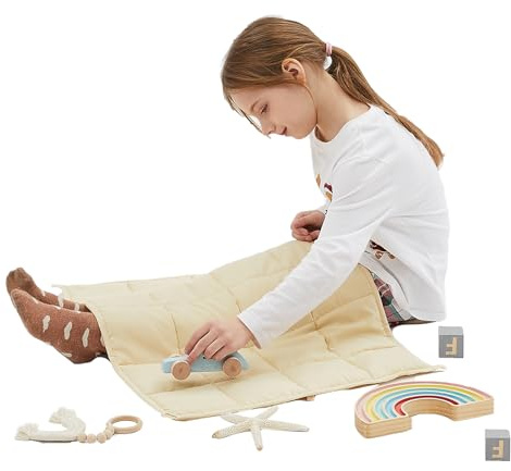HOSUKKO Gewichtsdecke, gewichtete Decke, 1,4 kg, elfenbeinfarben, schwere Decke, kleine Größe, atmungsaktive Decke (50,8 x 76,2 cm, 1,4 kg)
