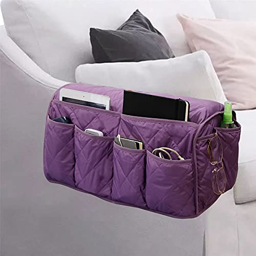 FANSU Armlehnenschoner Sofa 2-er Set, Armlehnen Organizer, Wasserdicht Ohrensessel Relaxsessel Armlehnenschoner, Sofa Armlehnenbezüge, Möbelschutz für Sofa, Stuhl (Lila)