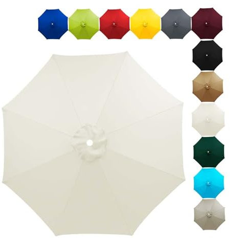 Garten Sonnenschirm Ersatzbezug 6 Arme/8 Arme Outdoor Markttischschirm Baldachin Abdeckung Schwarz/Rot/Grau/Blau Sonnenschirm Ersatz-Überdachung Für Ampelschirm Strandschirm(Beige,2.7m/9FT-8Ribs)