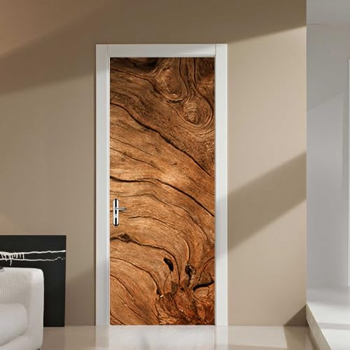 Türtapete Selbstklebend Holz Korn Braun Türfolie Tür PVC Türtapete Selbstklebend Türfolien Abnehmbar Türposter Abziehen und Aufkleben Türaufkleber Wasserdichte 90x200cm