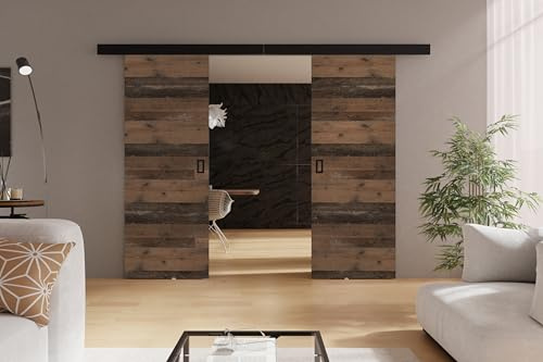KIER FURNITURE Türen Werdi DUO Moderne Schiebetüren - Wandschiebetür - Universal Links und Rechts - Metallschiebesystem - Robust, Haltbar - Stabil, Langlebig - 152x205x1,6cm - Old Style | Schiebetür mit stabilem System, ideal für platzsparende Aufbewahrung im Schlafzimmer, Ankleidezimmer oder Wohnzimmer