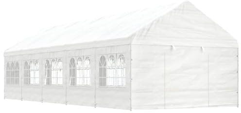 JUDYY Pavillon mit Dach Weiß 11,15x4,08x3,22 m Polyethylen, Gartenpavillon, Faltpavillon, Pergola, Partyzelt, Standmarkise, Sonnenzelt, Garten Pavillion, Grillpavillon3155489