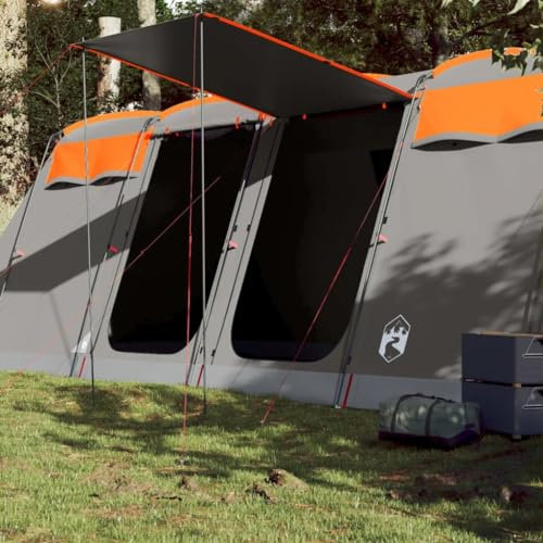 Tunnel-Familienzelt 10 Personen Grau und Orange Wasserdicht, CIADAZ Caming Zelt, Camping Tents, Camping-Zelt - 94621