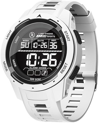 findtime Herren-Armbanduhr, Digitaluhr für Herren, wasserdicht, taktische Uhr, LED-Hintergrundbeleuchtung, Stoppuhr, Alarm, Sport, stoßfest, Kalender, Outdoor, Militär-Armbanduhr, weiß, Militär